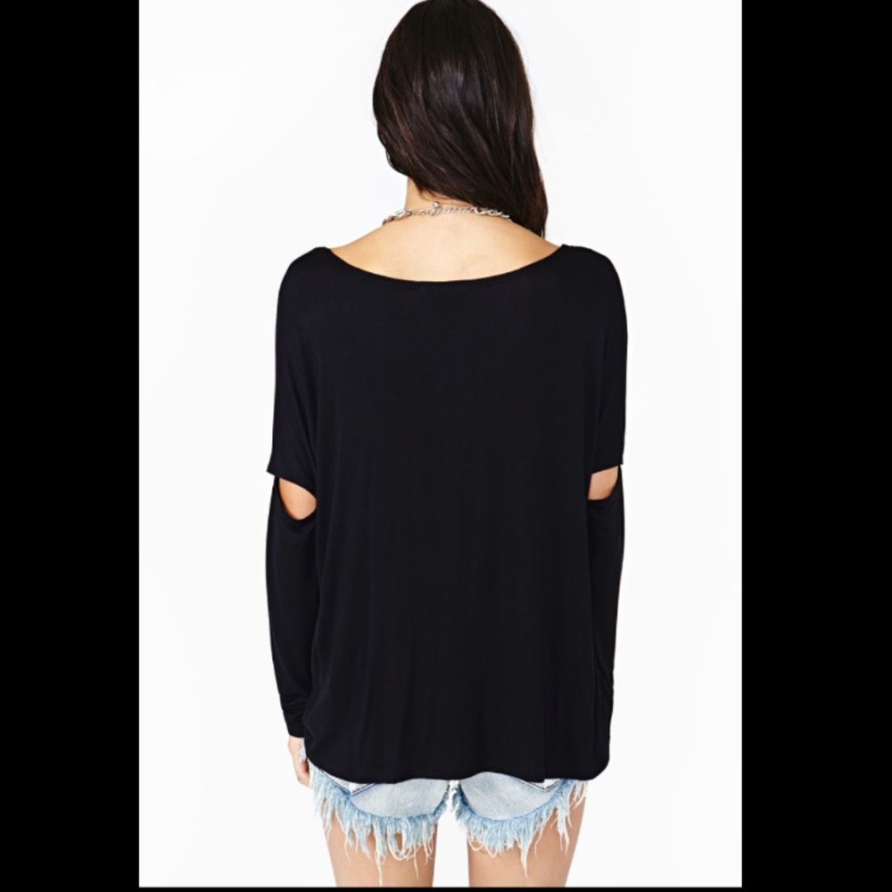 Nasty Gal Slashed Dolman Tee Black - Picture 5 of 7